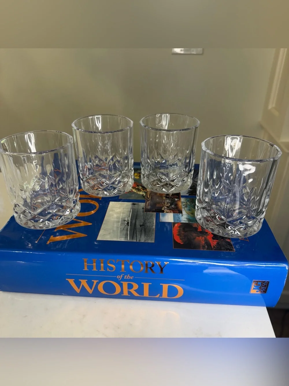 Pottery barn double old fashion glasses -Cut Glass  - Clear (Set of 4)